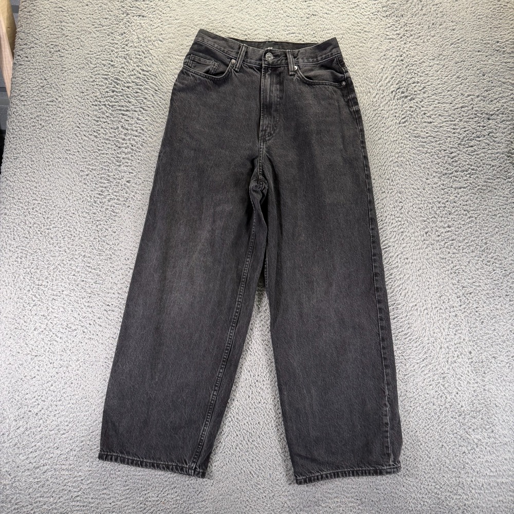 H&M Jeans Men's 28x28 Black Cotton Denim Straight Leg Baggy Workwear Travel